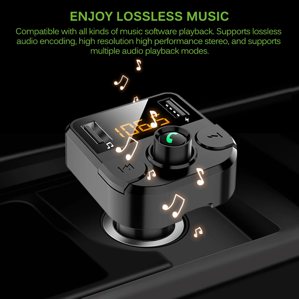 Wireless Bluetooth FM Transmitter Car Kit MP3 Player Quick Charger USB Charger 4.6A Car Accessories Handsfree Auto FM Modulator
Wireless Bluetooth FM Transmitter Car Kit MP3 Player Quick Charger USB Charger 4.6A Car Accessories Handsfree Auto FM Modulator