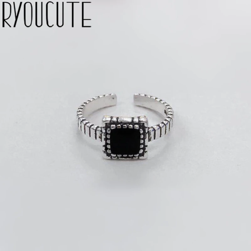 2019 модное винтажное серебряное кольцо квадратное черное для женщин ювелирные