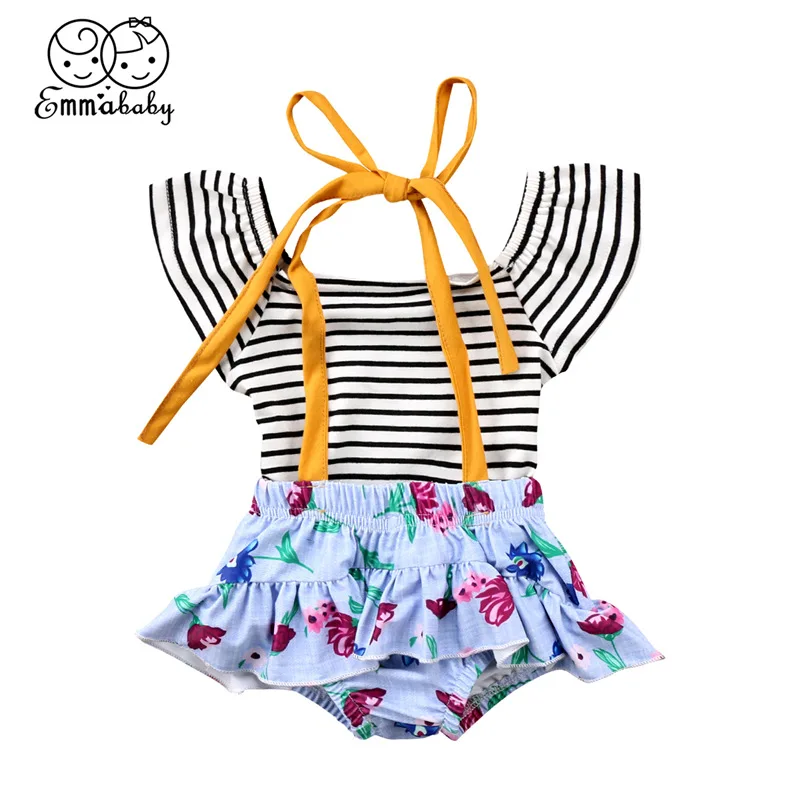 Fashion Newborn Kids Baby Girl Clothes Set bebek giyim Knit Striped Tops T-shirt Floral Ruffle Shorts Pants Clothes Outfit 2pcs
Fashion Newborn Kids Baby Girl Clothes Set bebek giyim Knit Striped Tops T-shirt Floral Ruffle Shorts Pants Clothes Outfit 2pcs