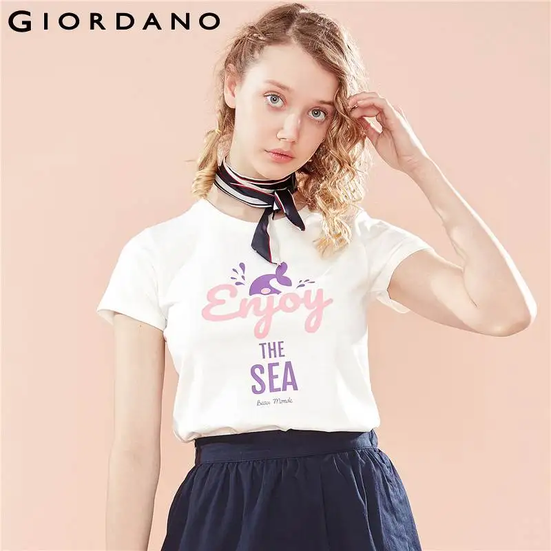 Giordano Women T-shirt Women Fashion Trends Printed Letters Pattern Ribbed Crewneck T Shirt Durable Colorful Summer Tees
Giordano Women T-shirt Women Fashion Trends Printed Letters Pattern Ribbed Crewneck T Shirt Durable Colorful Summer Tees
