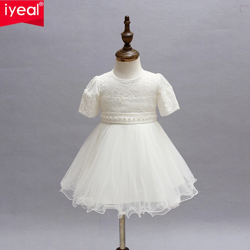 

IYEAL Newest Baby Girl Princess 1 Year Birthday Party Dress Toddler Infant Ivory Red Formal Christening Dresses