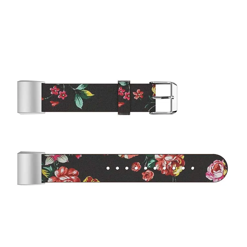 Genuine Leather Replacement Band Straps for Fitbit Charge 2 Smartwatch Pastoral Flowers Printed Bracelet Wristband 9.6 (2)