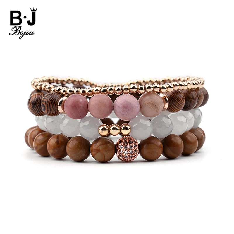 BOJIU 4 Pcs/Set Natrual Stone Bracelets For Women White Quartz River Stone Round Zircon Ball Wood Beads Bracelet BCSET186
BOJIU 4 Pcs/Set Natrual Stone Bracelets For Women White Quartz River Stone Round Zircon Ball Wood Beads Bracelet BCSET186