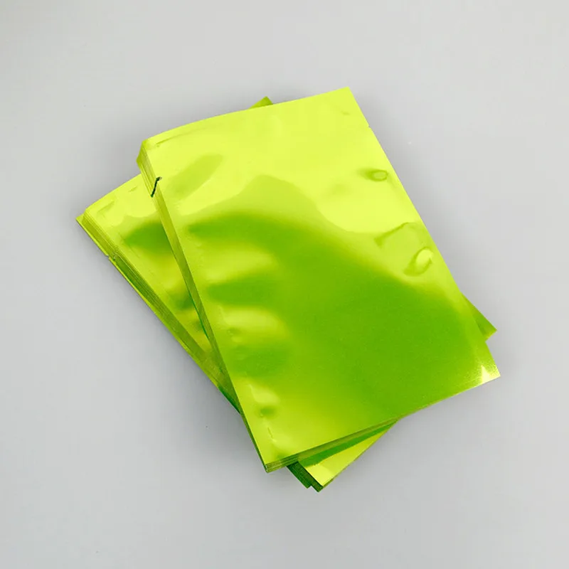 

8*12cm, 200pcsX Green aluminium foil bag - Aluminized mylar foil plastic pouch heat-sealable, flat bags food storage packaging