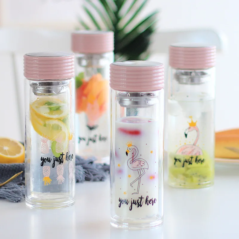 300ml Double Wall Flamingo Pineapple Borosilicate Glass Water Bottle with Tea Infuser and Lid Bottle for Water Tea
300ml Double Wall Flamingo Pineapple Borosilicate Glass Water Bottle with Tea Infuser and Lid Bottle for Water Tea