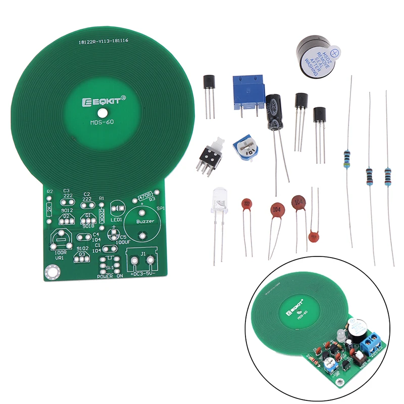 

Metal DC 3V-5V 60mm Non-contact Sensor Board Module Electronic Part Metal Detector With Battery Case DIY Kit Detector Electronic