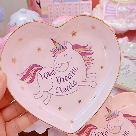 Unicorn Color Glaze Ceramics Heart-Shaped Jewelry Trays Unicorn Shaped Plate Jewelry Organizer Storage Desktop Dessert
Unicorn Color Glaze Ceramics Heart-Shaped Jewelry Trays Unicorn Shaped Plate Jewelry Organizer Storage Desktop Dessert