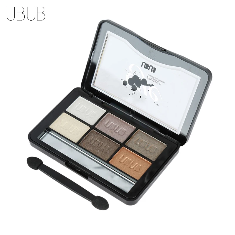 Image UBUB 6 Colors Roast Eye Shadow Powder Makeup Palette in Shimmer Metallic Glitter Cream Eyeshadow Palette for Beauty Women