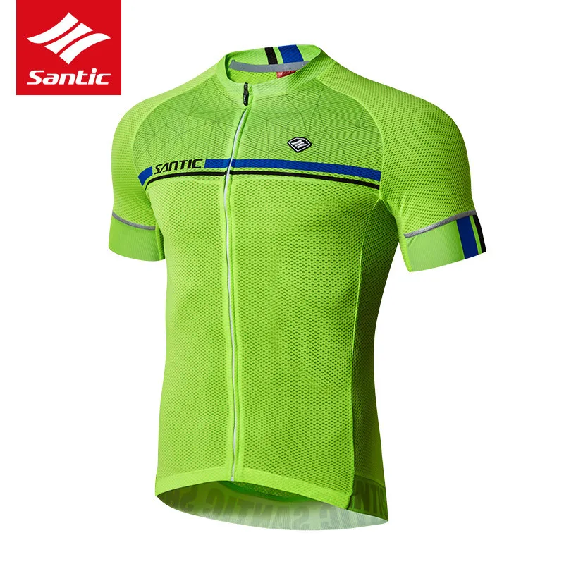 Image Santic Cycling Jerseys Short Sleeve 2017 Men Quick Dry 100% Polyester Cycle Clothing DH MTB Bike Jersey Bicycle Top Shirt