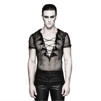Punk Bat Wings Collar Net T Shirt Performance Costume Gothic Transparent Short Sleeves Men T-shirts V Neck Mesh Clubwear
Punk Bat Wings Collar Net T Shirt Performance Costume Gothic Transparent Short Sleeves Men T-shirts V Neck Mesh Clubwear