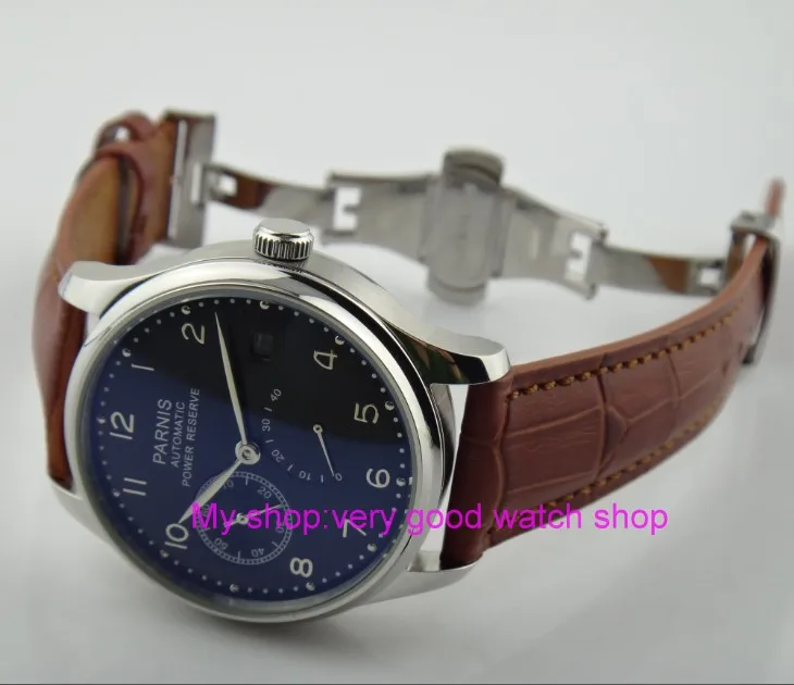 Butterfly buckle 43mm PARNIS black dial power reserve Automatic Self-Wind Mechanical movement men's watch Mechanical watches f2
Butterfly buckle 43mm PARNIS black dial power reserve Automatic Self-Wind Mechanical movement men's watch Mechanical watches f2