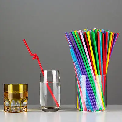 

100Pieces Neon Color PARTY Drinking STRAWS Bendable Flexible Plastic Bendy Straw