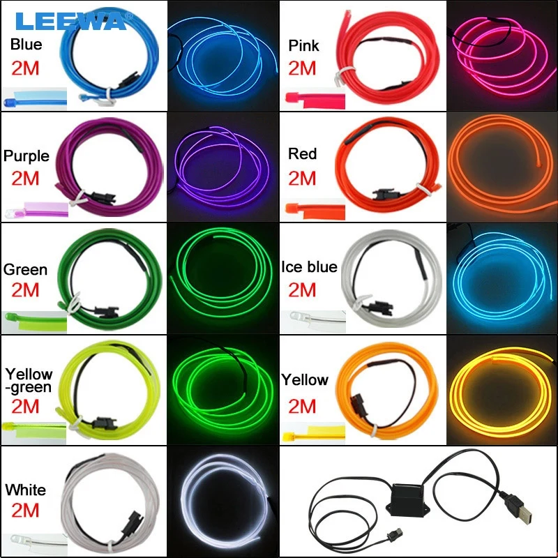 FEELDO 10set 12V USB Power Inverter Car 2M Flexible Moulding EL Neon Glow Lighting Rope Strip With Fin 9-color #CA5769
FEELDO 10set 12V USB Power Inverter Car 2M Flexible Moulding EL Neon Glow Lighting Rope Strip With Fin 9-color #CA5769