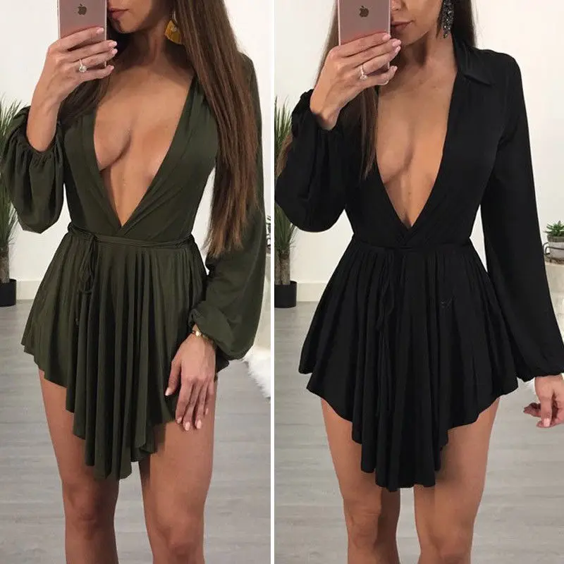 2018 new fashion sexy Womens Choker deep V Neck Long sleeve mini dress Ladies Casual Party sexy female short Mini Dresses
2018 new fashion sexy Womens Choker deep V Neck Long sleeve mini dress Ladies Casual Party sexy female short Mini Dresses