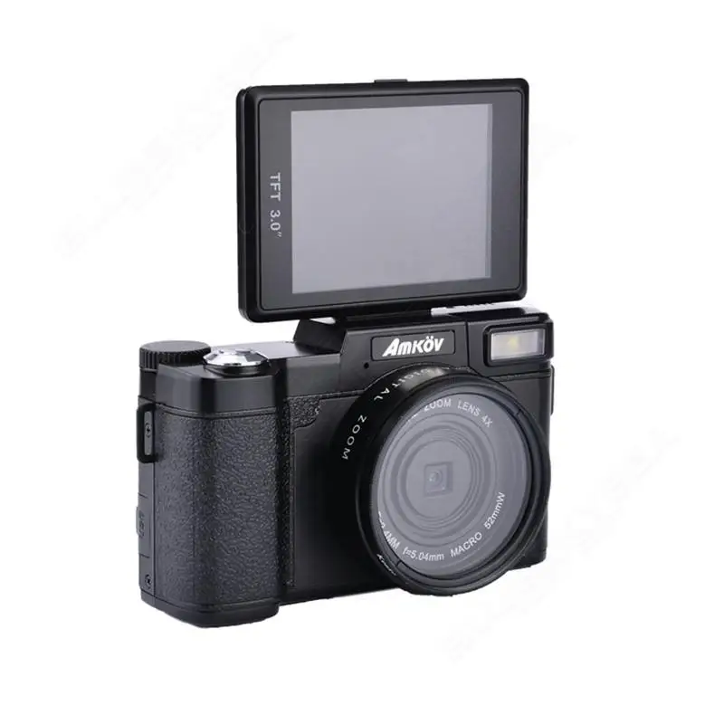 AMKOV 1080P AMK-R2 24MP HD Digital SLR Camera Camcorder+Macro Lens Recording 4x Zoom 3.0" TFT