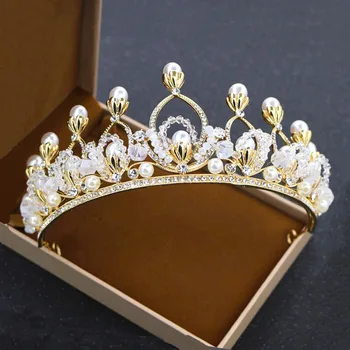 Romantic Bridal Tiara Crowns Princess Queen Rhinestone Golden Color Headband Simulated Pearl Jewelry For Wedding Gift Classic
Romantic Bridal Tiara Crowns Princess Queen Rhinestone Golden Color Headband Simulated Pearl Jewelry For Wedding Gift Classic
