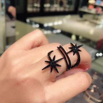 AAA Quality Fashion Pave Top Black Cubic Zirconia Multi Layer Circle Double Star Silver Silver Ring Brand Jewelry For Women
AAA Quality Fashion Pave Top Black Cubic Zirconia Multi Layer Circle Double Star Silver Silver Ring Brand Jewelry For Women