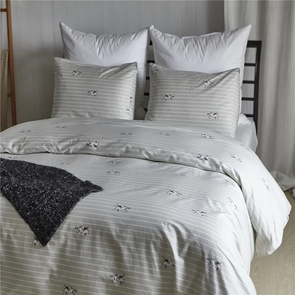 Gray Striped Puppy Pattern Pillowcase Duvet Cover Set 2/3pcs Bedding Sets USA UK King Queen Double Size Bedlinen Cotton Fabric
Gray Striped Puppy Pattern Pillowcase Duvet Cover Set 2/3pcs Bedding Sets USA UK King Queen Double Size Bedlinen Cotton Fabric
