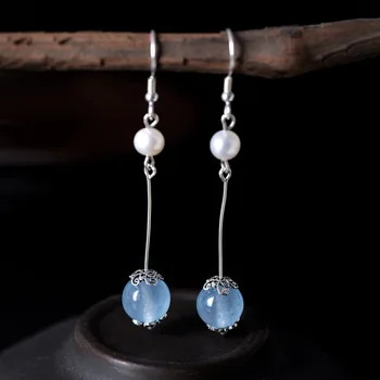 Earrings Contracted By Hand Natural Aquamarine Pith Of Pearl Earrings Chinese Wind Allergy Free Jewelry Customization
Earrings Contracted By Hand Natural Aquamarine Pith Of Pearl Earrings Chinese Wind Allergy Free Jewelry Customization