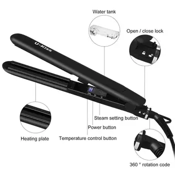 U-Kiss Sonic Steam traightener Non-slip Rubber Grip Ultra-fast Heat Auto Shut off Anti Leakage Titanium Plate Two Heat Setting
U-Kiss Sonic Steam traightener Non-slip Rubber Grip Ultra-fast Heat Auto Shut off Anti Leakage Titanium Plate Two Heat Setting