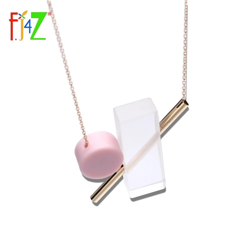 F.J4Z Geometric Fashion Clear Acrylic Cuboids Long Pink Cylinder with Metal Tube Pendant Necklaces for Women
F.J4Z Geometric Fashion Clear Acrylic Cuboids Long Pink Cylinder with Metal Tube Pendant Necklaces for Women