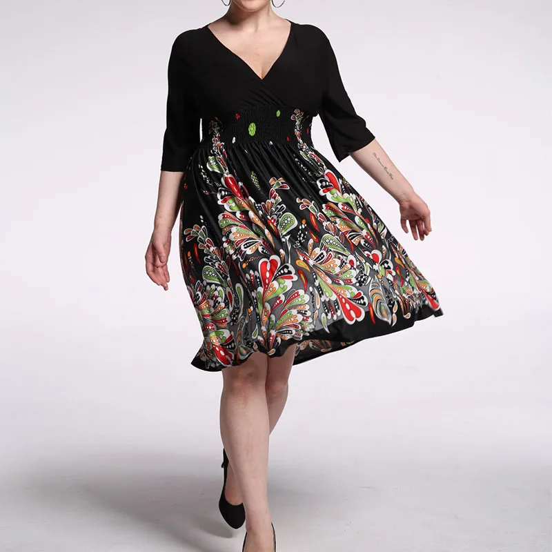 Summer Plus Size Dress Bohemian Casual Large Size Sexy V-neck Dresses Floral Print 2019 Spring New Loose Vestidos For Women
Summer Plus Size Dress Bohemian Casual Large Size Sexy V-neck Dresses Floral Print 2019 Spring New Loose Vestidos For Women