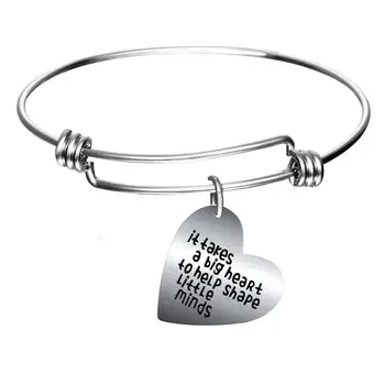 12PC Teachers Bangle It Takes A Big Heart To Help Shape Little Minds Charm Stainless Steel Bracelet Jewelry For Teachers Gifts
12PC Teachers Bangle It Takes A Big Heart To Help Shape Little Minds Charm Stainless Steel Bracelet Jewelry For Teachers Gifts
