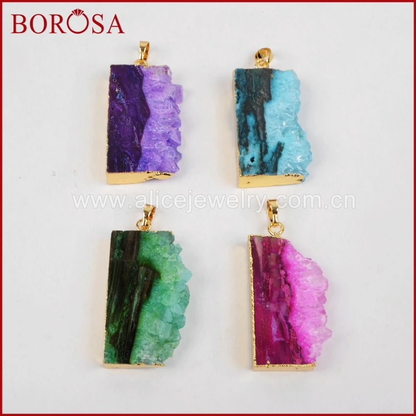 BOROSA модная подвеска с кристаллами Druzy золотая радужная Drusy для изготовления