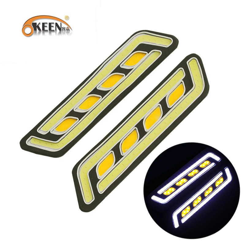 OKEEN 2pcs white and yellow COB drl LED daytime running light yellow turn Signal Ligh 12V Waterproof Car styling Led DRL Lamp
OKEEN 2pcs white and yellow COB drl LED daytime running light yellow turn Signal Ligh 12V Waterproof Car styling Led DRL Lamp