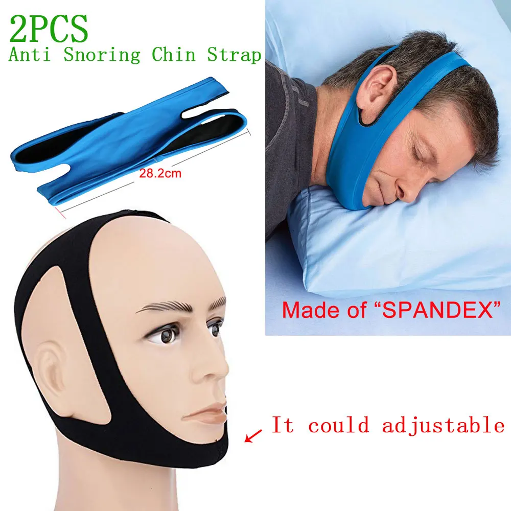 Image 2PCS Anti Snoring Chin Strap Anti Snore Stop Snoring Jaw Belt Sleep Support for Woman Man Care Sleeping Tools Black Blue Color