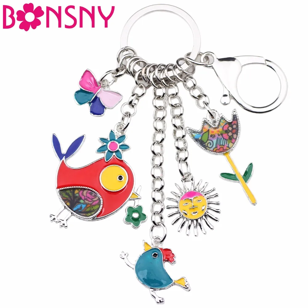 Bonsny Animal Enamel Bird Sun Flower Butterfly Key Chain Women Keyrings Gift HandBag Charms Keychain Car key Charms Jewelry
Bonsny Animal Enamel Bird Sun Flower Butterfly Key Chain Women Keyrings Gift HandBag Charms Keychain Car key Charms Jewelry