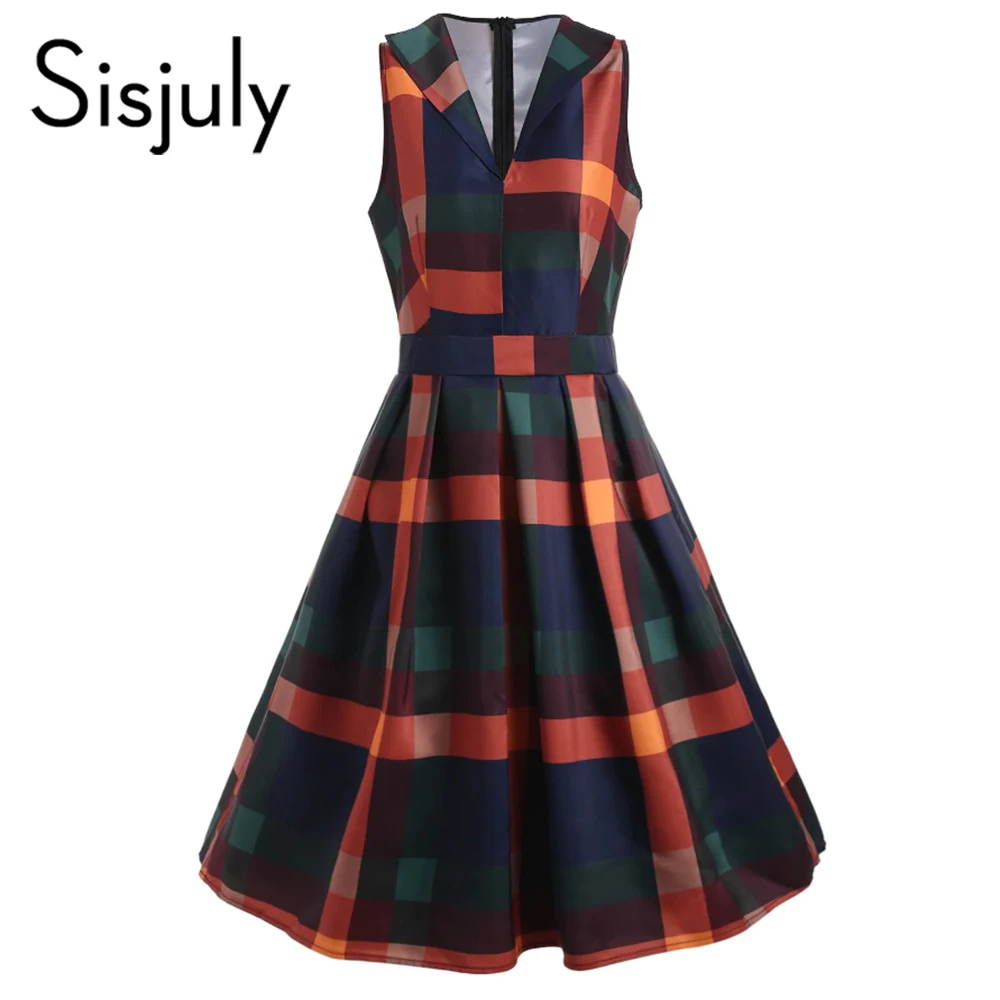 Sisjuly Vintage Dresses Women Summer Plaid Patchwork A Line Sexy Elegant Retro Sleeveless Chic Blue Short Party Dress Spring
Sisjuly Vintage Dresses Women Summer Plaid Patchwork A Line Sexy Elegant Retro Sleeveless Chic Blue Short Party Dress Spring