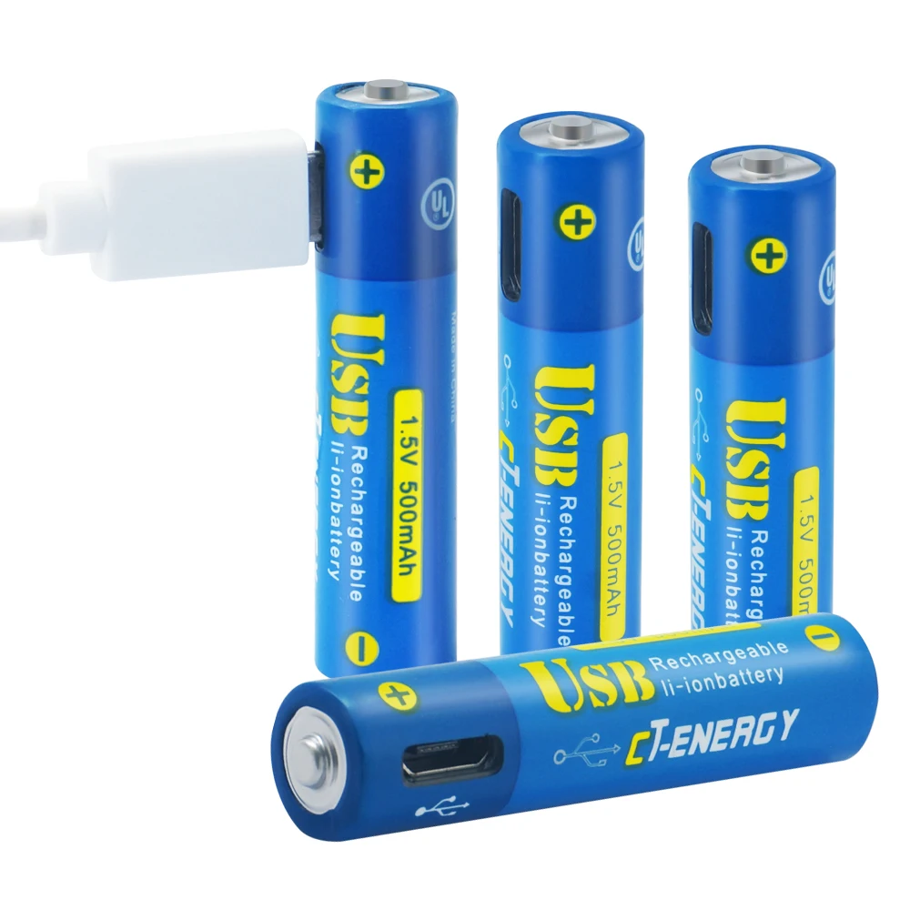 CT ENERGY USB Rechargeable lithium ion aaa Batteries 1.5V/ 600mAh, Quick charging with 4 in 1 Micro-USB
CT ENERGY USB Rechargeable lithium ion aaa Batteries 1.5V/ 600mAh, Quick charging with 4 in 1 Micro-USB