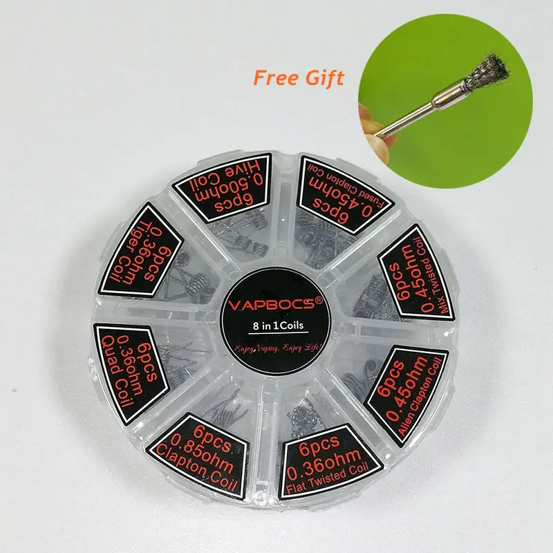 8 in 1 A1 Wire Prebuilt Coils Clapton Quad Tiger Hive Alien Fused Clapton Mix Twisted Coil fit Electronic Cigarette DIY Atomizer
8 in 1 A1 Wire Prebuilt Coils Clapton Quad Tiger Hive Alien Fused Clapton Mix Twisted Coil fit Electronic Cigarette DIY Atomizer