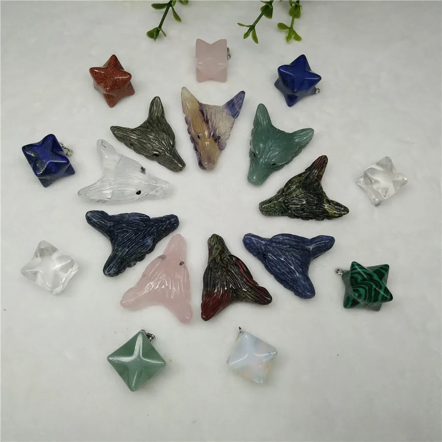 6 шт. ручной работы резной драгоценный камень Волчья Голова Merkabah звезда кулон комплект прозрачный кристалл, розовый кварц, пирит, голубой содалит оптовая продажа
6 шт. ручной работы резной драгоценный камень Волчья Голова Merkabah звезда кулон комплект прозрачный кристалл, розовый кварц, пирит, голубой содалит оптовая продажа