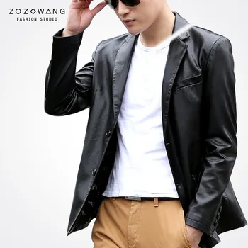 zozowang spring autumn new casual short turn down collar slim leather jacket men simple solid Single Button leather jacket men 
zozowang spring autumn new casual short turn down collar slim leather jacket men simple solid Single Button leather jacket men