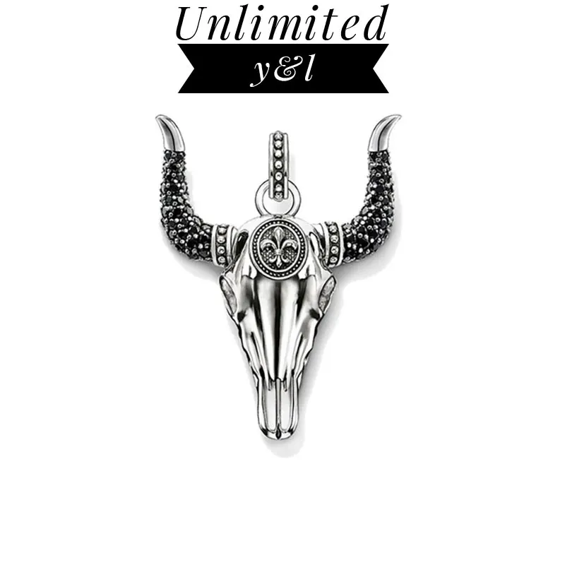 Horn Skull Bull Pendants with Fluer-de-Lis Lily for Necklace Thomas Style Black CZ Silver Fashion DIY Jewelry for Women Men 2018
Horn Skull Bull Pendants with Fluer-de-Lis Lily for Necklace Thomas Style Black CZ Silver Fashion DIY Jewelry for Women Men 2018