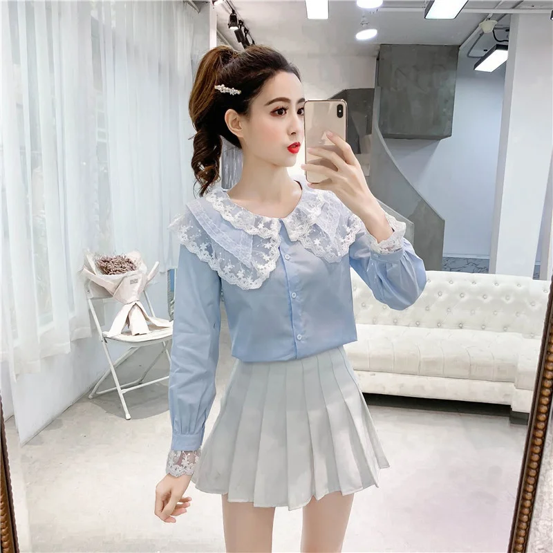 Sweet Student Clothing Peter Pan Collar Woman White Blouses Lace Sweet Long Sleeved Female Tops Casual Woman Everyday Blouses
Sweet Student Clothing Peter Pan Collar Woman White Blouses Lace Sweet Long Sleeved Female Tops Casual Woman Everyday Blouses