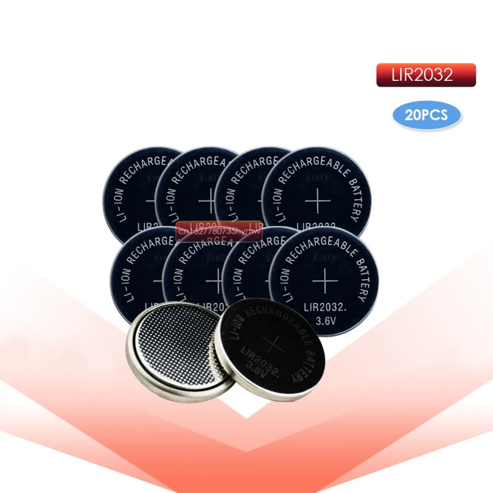 20pc 3.6V LIR2032 lir 2032 lithium ion rechargeable battery 40mah Li-ion button coin cell replace for CR2032 CR 2032
20pc 3.6V LIR2032 lir 2032 lithium ion rechargeable battery 40mah Li-ion button coin cell replace for CR2032 CR 2032
