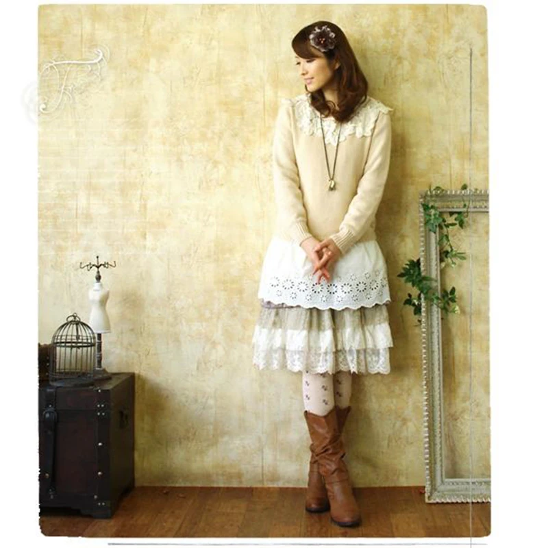 Women's Lace Layer Lolita Ruffles Maxi Pleated Loose Casual Tunique Vestido Oncinha Cute Kawaii Female Dress Mori Girl C180
Women's Lace Layer Lolita Ruffles Maxi Pleated Loose Casual Tunique Vestido Oncinha Cute Kawaii Female Dress Mori Girl C180