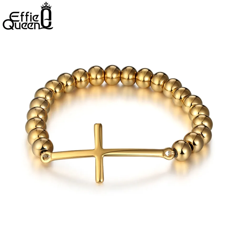 Effie Queen Stainless Steel Gold Color Cross Charm Bracelet For Men Or Women Beaded Bracelets 2018 Hot Trendy Jewelry IB102
Effie Queen Stainless Steel Gold Color Cross Charm Bracelet For Men Or Women Beaded Bracelets 2018 Hot Trendy Jewelry IB102