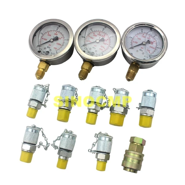 Hydraulic Pressure Test Kit, Hydraulic Test Gauge Kit For Excavator Parts 2