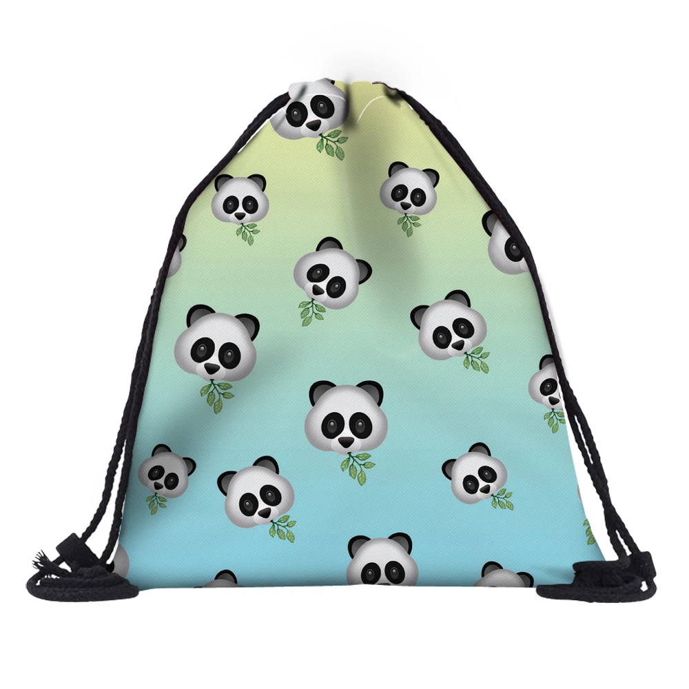Leather Panda With Bamboo Green Backpack Daypack Bag Women