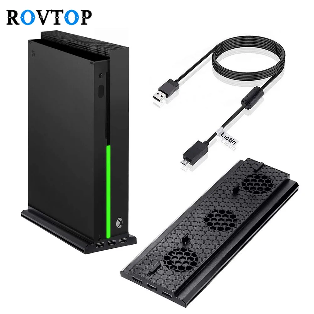Rovtop Xbox One X Cooling Fan High-speed Xbox One X Console Vertical Stand Cooling Station with 3 USB Ports 1 Charging Cable
Rovtop Xbox One X Cooling Fan High-speed Xbox One X Console Vertical Stand Cooling Station with 3 USB Ports 1 Charging Cable