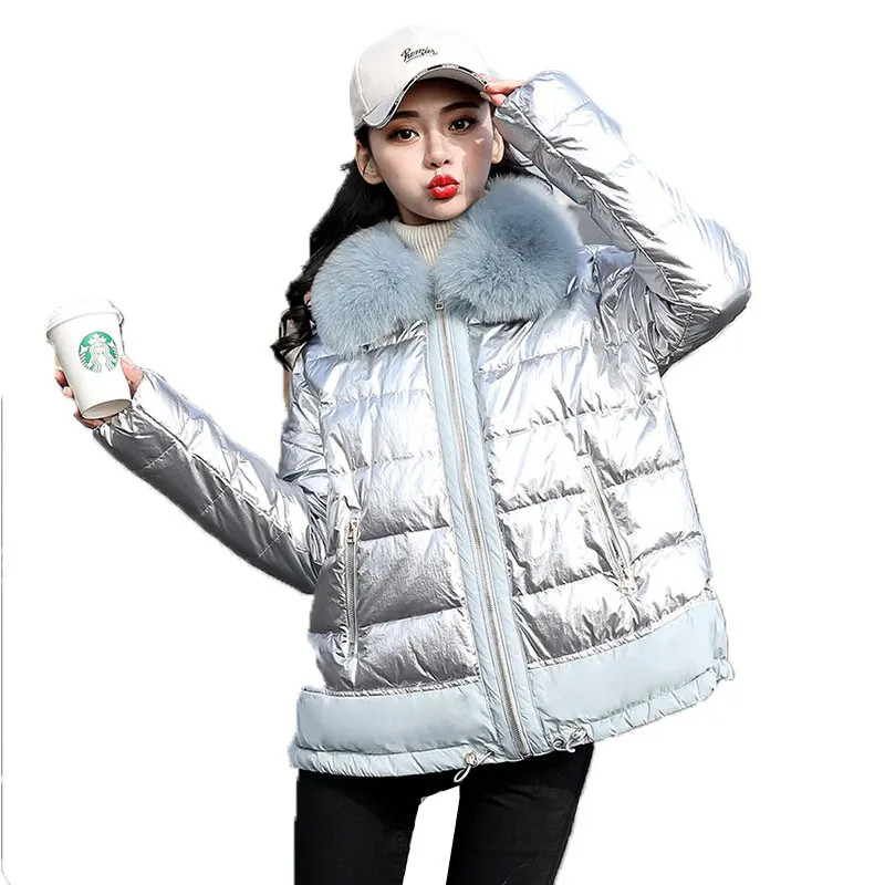 Plus Size Fox Fur Collar Silver Shiny Down Jacket Women 2019 Winter Short Jacket Female Harajuku Loose Warm White Duck Down Coat
Plus Size Fox Fur Collar Silver Shiny Down Jacket Women 2019 Winter Short Jacket Female Harajuku Loose Warm White Duck Down Coat