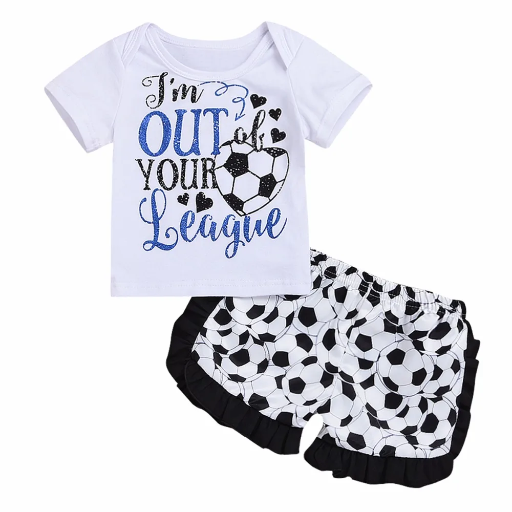 Puseky 3M-4T 2pcs/set Girl Boy Football Soccer Out Of League Shirt Top+Shorts Infant Toddler Fashion Kid Summer Wear Clothes
Puseky 3M-4T 2pcs/set Girl Boy Football Soccer Out Of League Shirt Top+Shorts Infant Toddler Fashion Kid Summer Wear Clothes