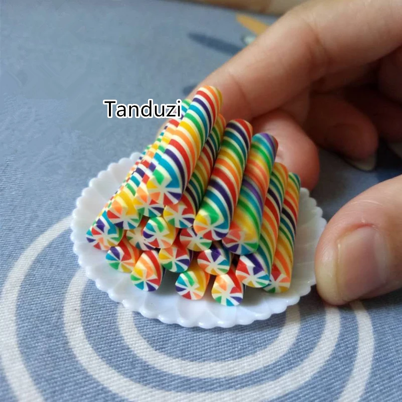 Wholesale 100PCS Rainbow Candy Cane Polymer Clay Miniature Sweets Kawaii Cabochon Fit Phone Earring DIY Accessories
Wholesale 100PCS Rainbow Candy Cane Polymer Clay Miniature Sweets Kawaii Cabochon Fit Phone Earring DIY Accessories