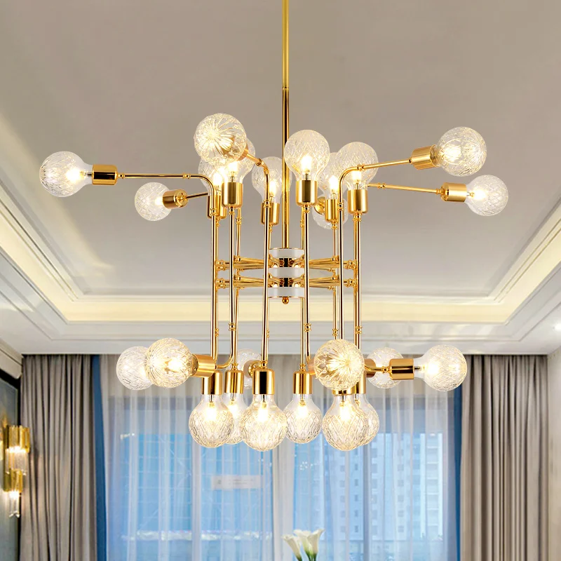 Modern Chandelier Lightings LED Gold Iron lustre de teto Indoor Lamps Para Sala
Modern Chandelier Lightings LED Gold Iron lustre de teto Indoor Lamps Para Sala