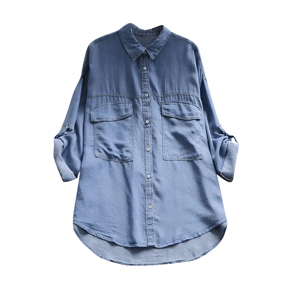 Blouses Women 2019 Casual Denim Long Sleeve Pullover Blouse V-Neck Long Shirt Women Top Blouse blusas femininas elegante
Blouses Women 2019 Casual Denim Long Sleeve Pullover Blouse V-Neck Long Shirt Women Top Blouse blusas femininas elegante