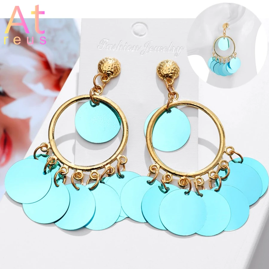 Skyblue Summer Bohemia Big circle drop Earring For Women Sequins Statement Earrings 2019 long dangle earring fashion Jewelry
Skyblue Summer Bohemia Big circle drop Earring For Women Sequins Statement Earrings 2019 long dangle earring fashion Jewelry